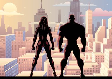 Superhero Couple Watch Day 2 clipart