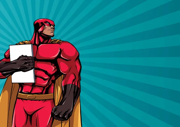 Superhero Holding Livre Contexte — Image vectorielle
