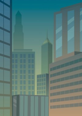 İllüstrasyon karikatür City art deco tarzında.