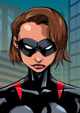 Superheroine Portrait in City clipart