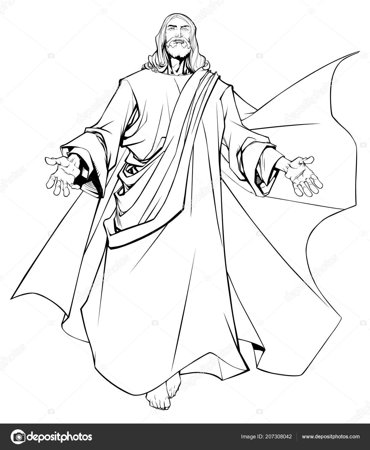 Jesús línea de brazos abiertos Arte Vector de stock 207308042 de ©Malchev