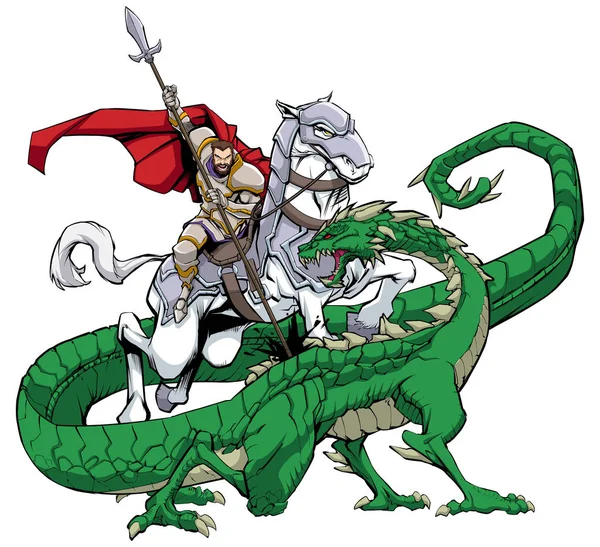 Saint Georges tuant le dragon — Image vectorielle