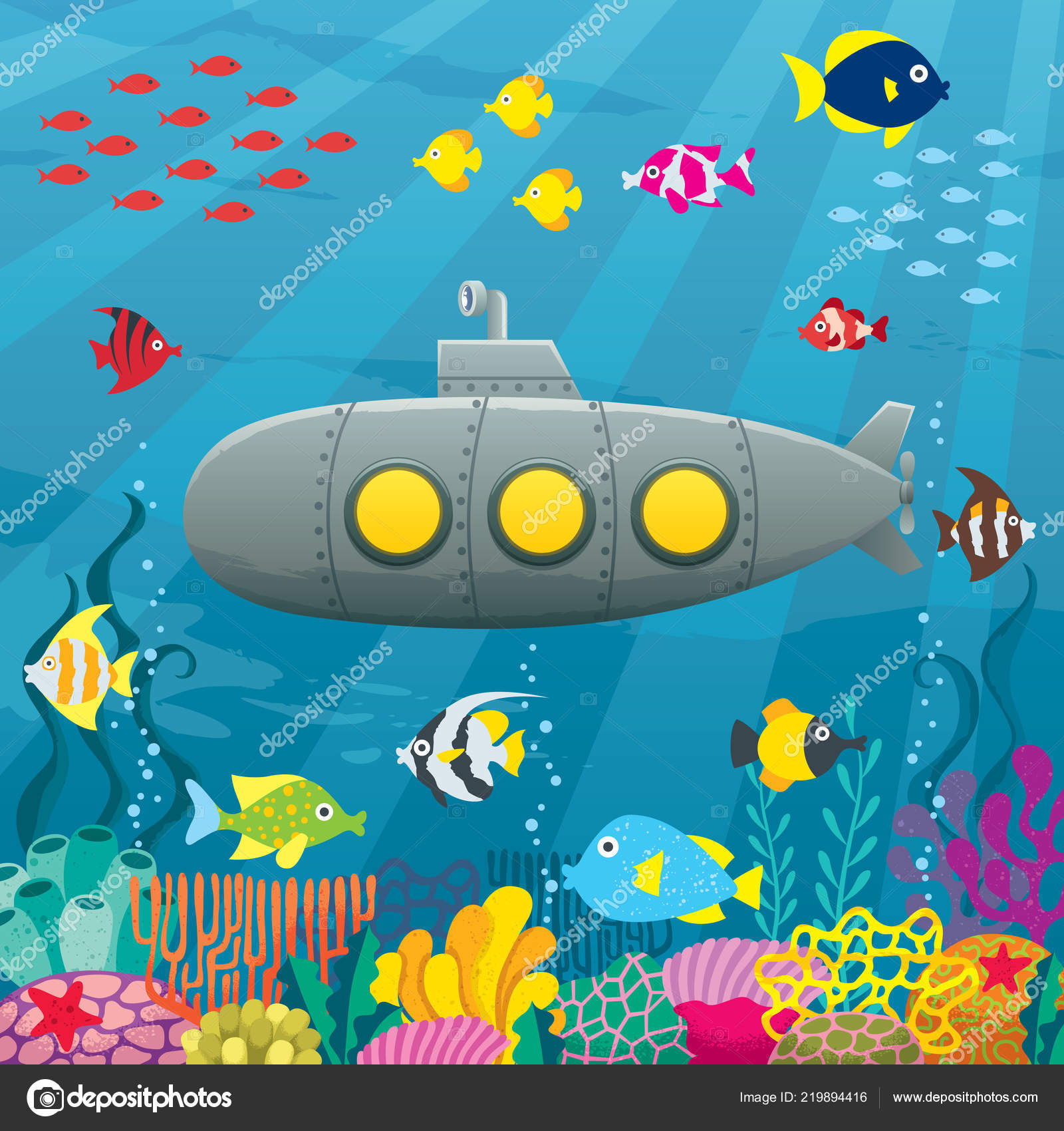 Submarine Cartoon Background Stock Vector Image by ©Malchev #219894416