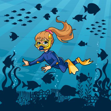 Dalgıç kız denizaltı