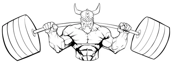 Viking Gym Mascot Grit Line Art — Stock Vector
