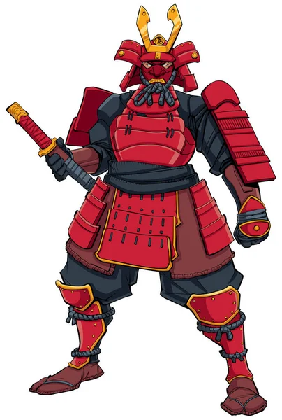 Samurai Warrior röd — Stock vektor