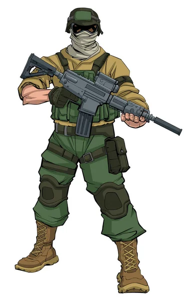 Soldat på patrulje – stockvektor