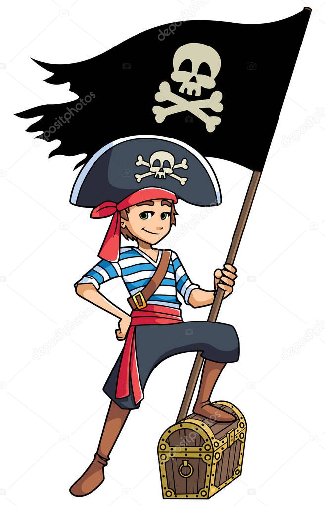 Pirate Boy Holding Flag