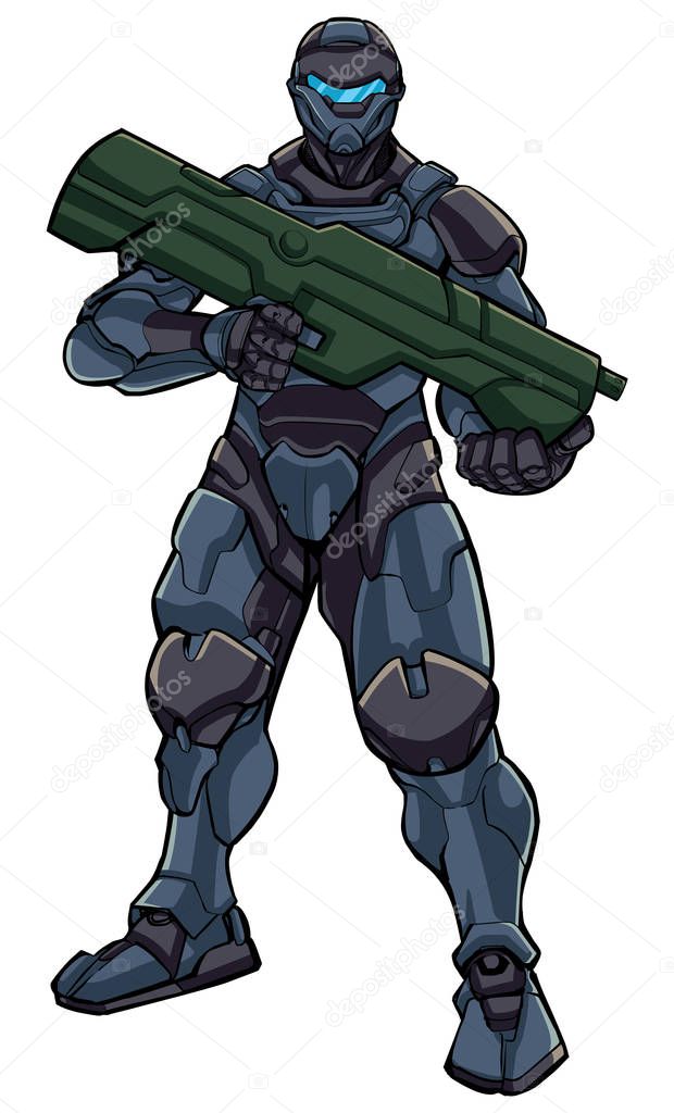 Futuristic Soldier Standing