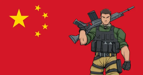 Kinesiska soldaten bakgrund — Stock vektor