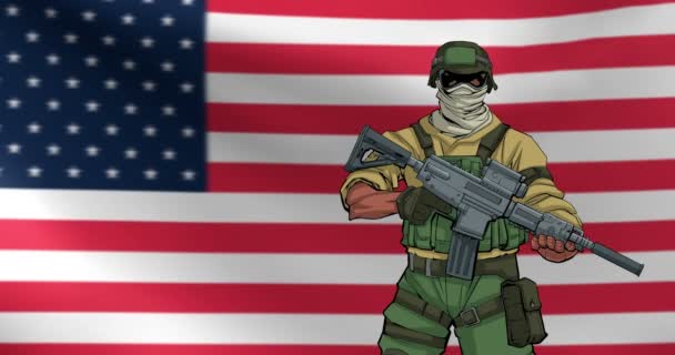Amerikalı bir asker arka plan animasyon — Stok video