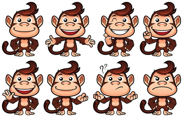 Monkey Cartoon Set — Stock Vector
