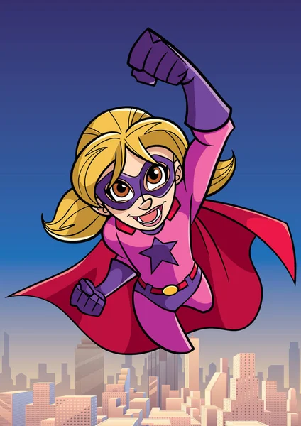 Super Girl vliegen hemelachtergrond — Stockvector