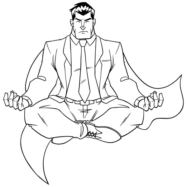 Super hombre de negocios meditar línea arte — Vector de stock