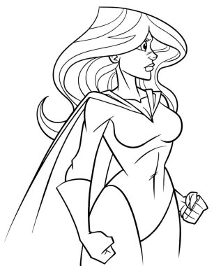 Superheroine Side Profile Line Art clipart