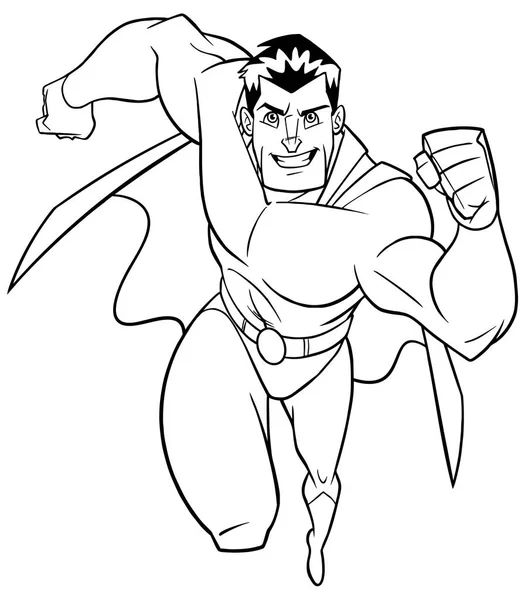 Superbohater z frontalnym widokiem linia — Wektor stockowy