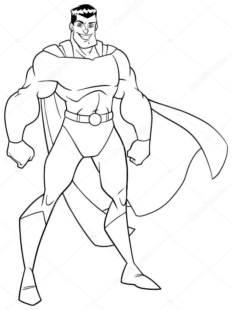 Superhero Standing Tall Line Art