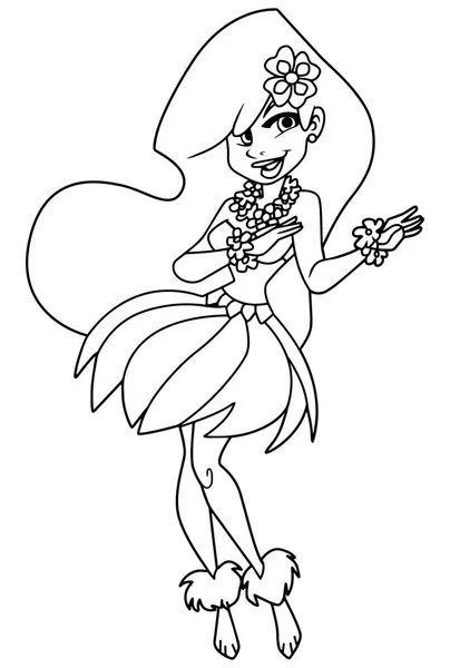 Hula Girl Line Art — Stock Vector