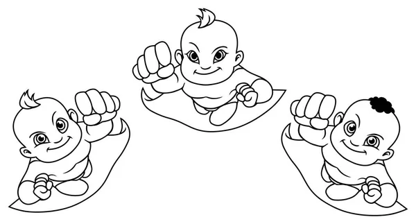 Bébés Volants Line Art — Image vectorielle