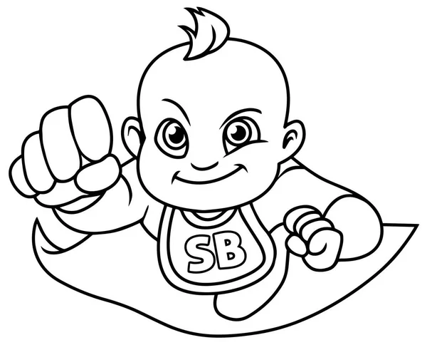 Super Baby Flying lijntekeningen — Stockvector