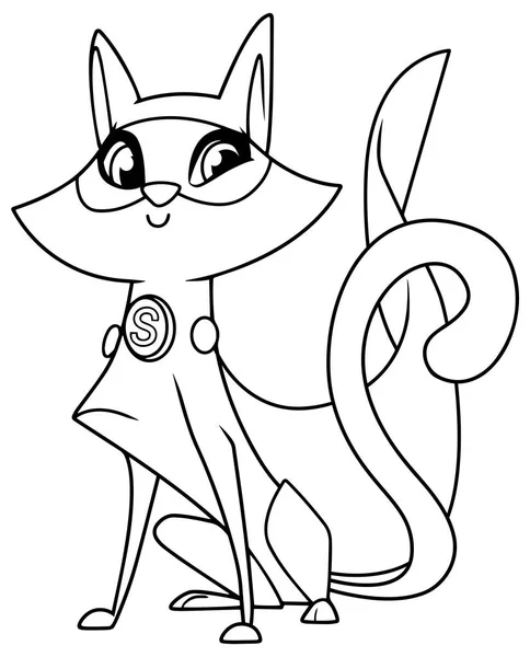 Super katt sittande Line Art — Stock vektor