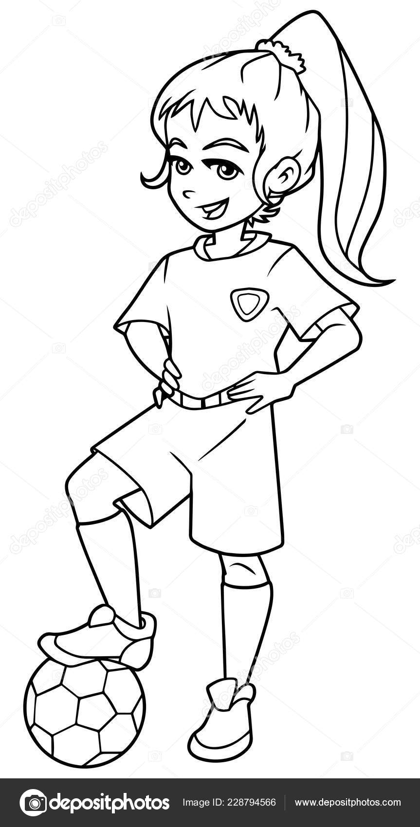 Football Girl Standing Line Art Vector Image By C Malchev Vector Stock Football Girl Standing Line Art Vector Image By C Malchev Vector Stock