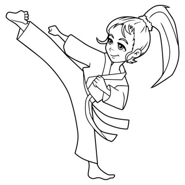 Karate tekme kız çizgi resimler
