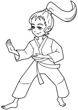 Karate duruş kız çizgi resimler