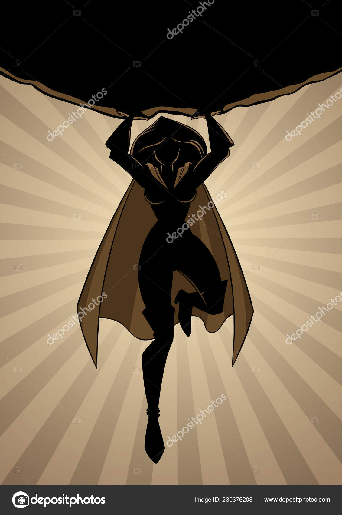 Silhueta Super Heroína: Super Heroína Sobre O Fundo Da Cidade. Royalty Free  SVG, Cliparts, Vetores, e Ilustrações Stock. Image 36953257