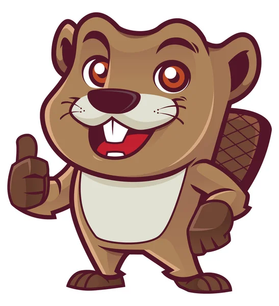 Beaver Mascot on White — Stock Vector