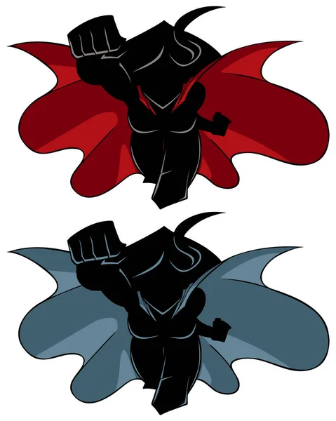 Superheroine Coming Silhouette — Stock Vector