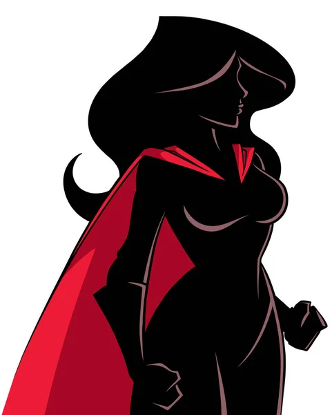 超级女主角侧面轮廓剪影 — 图库矢量图片