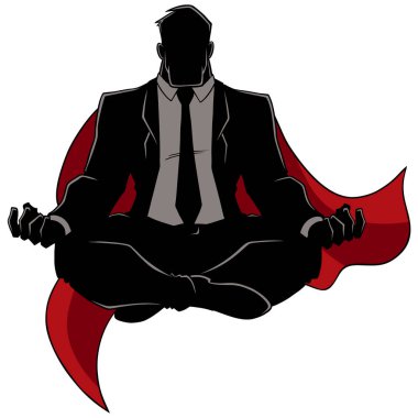 Süper işadamı meditasyon siluet