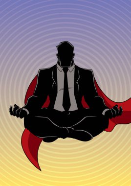 Süper işadamı meditasyon arka plan siluet