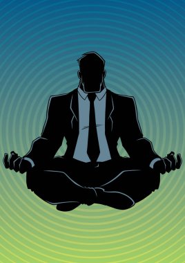 İşadamı meditasyon arka plan siluet