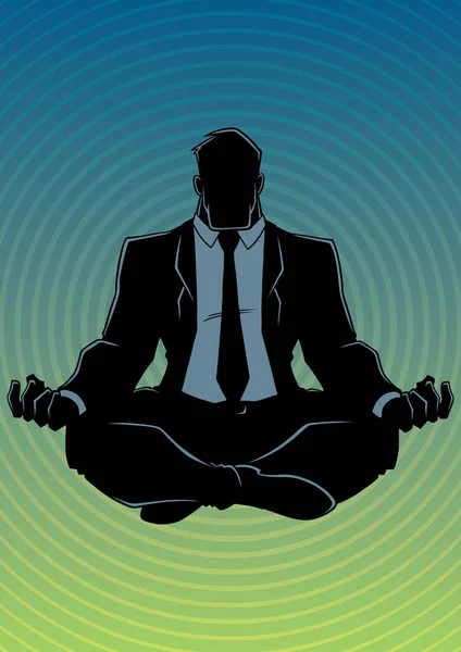 Businessman Meditating Background Silhouette — Stock Vector