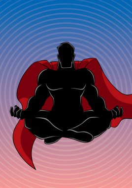 Süper kahraman meditasyon arka plan siluet