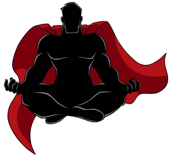 Sylwetka medytacji superbohatera — Wektor stockowy