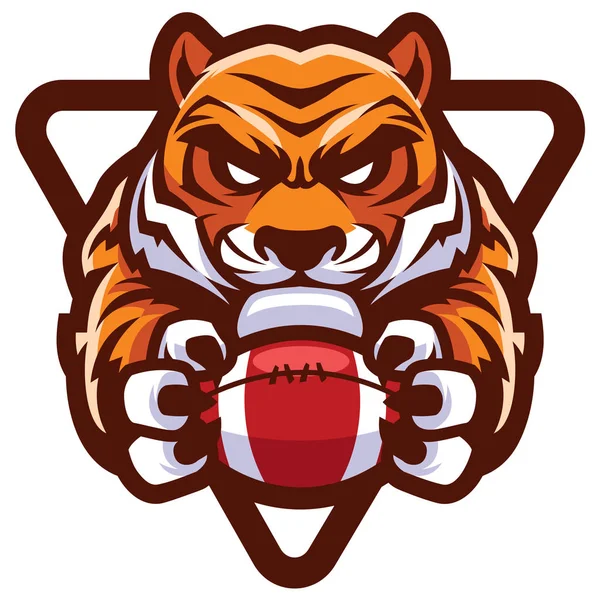 Tiger American Football Mascot - Stok Vektor