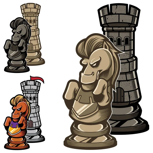 Chevalier et tour jeu d’échecs — Image vectorielle