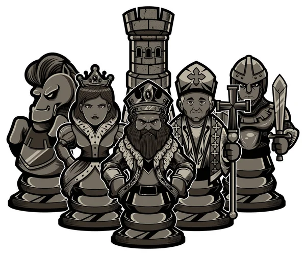Чорний команди шахів — стоковий вектор