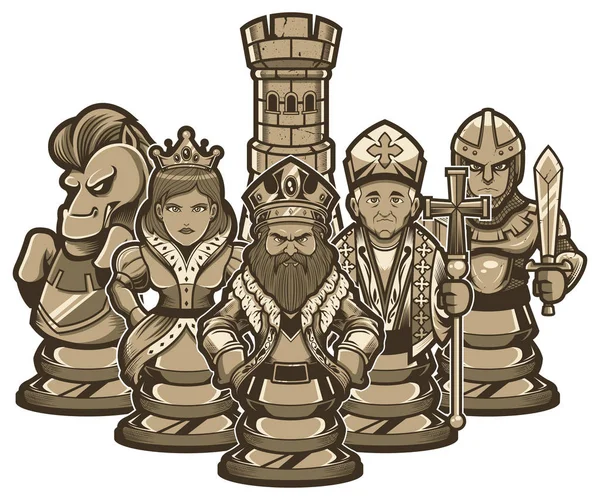 Λευκό ομάδα σκάκι — Διανυσματικό Αρχείο