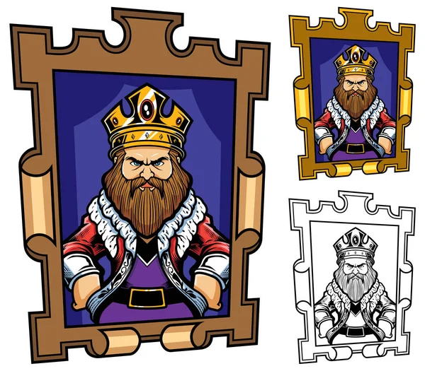 King Cartoon Portrait — Stock Vector