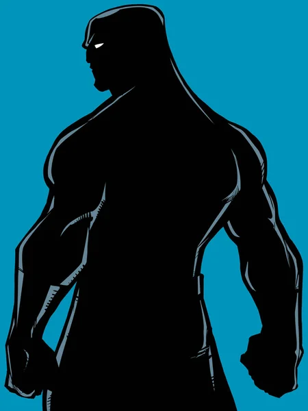 Silhouette de mode bataille arrière super-héros — Image vectorielle