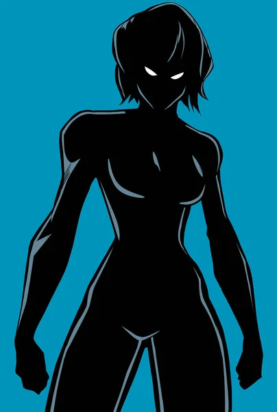 Superheroine Mode Bataille Pas de Cape Silhouette — Image vectorielle