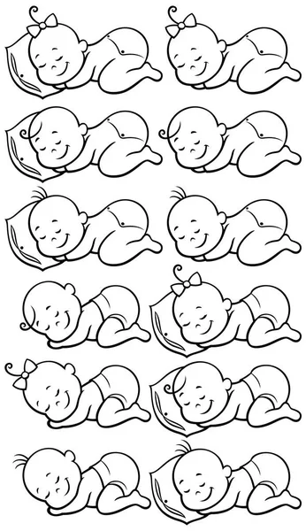 Sova spädbarn linje konst — Stock vektor