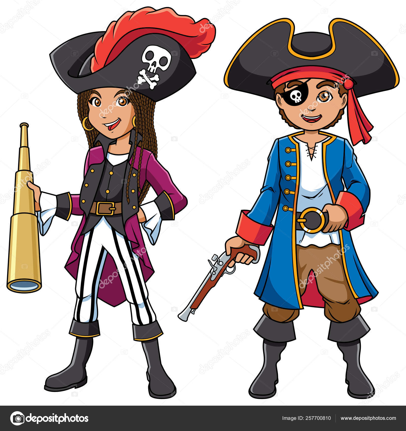 Mulher Do Pirata Dos Desenhos Animados No Chapéu Com Jolly Roger