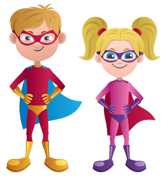 Super niños caucásicos — Vector de stock