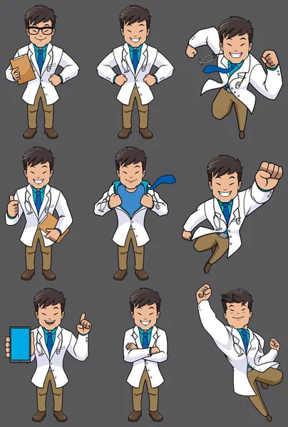 Doctor Asian Set — Stock Vector