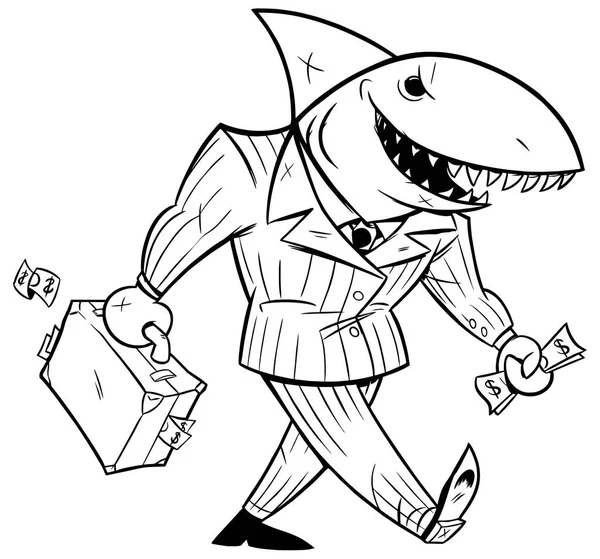 Business Shark Line Art — Stock Vector